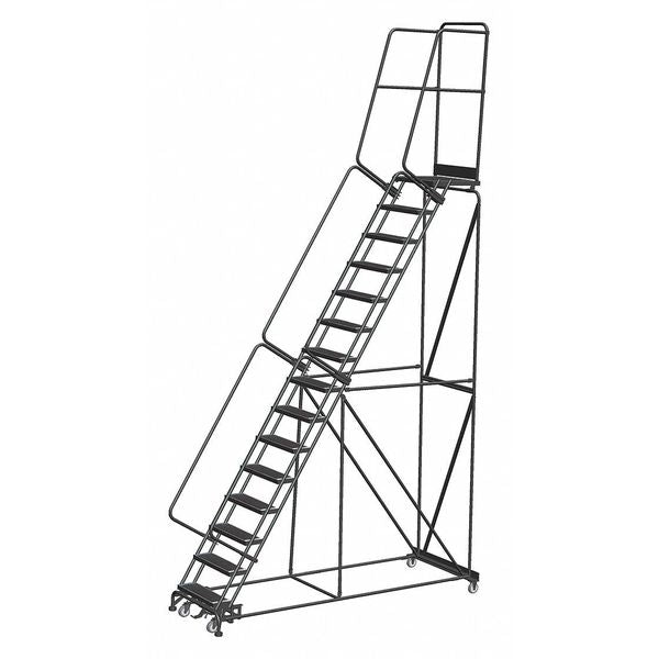 195 in H Steel Rolling Ladder, 15 Steps