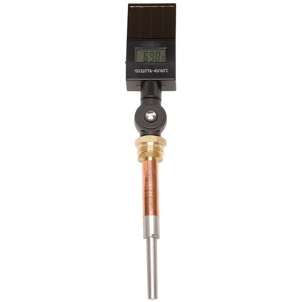 Digital Solar Powered Thermometer, -50 Degrees to 300 Degrees F, Stem Length: 6 in