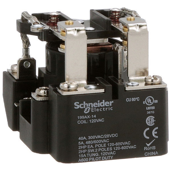 Open Power Relay, Surface Mounted, DPDT, 120V AC, 8 Pins, 2 Poles