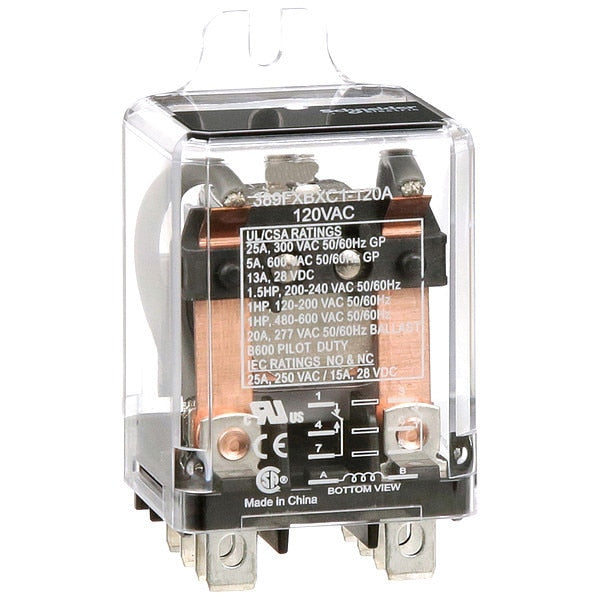 Enclosed Power Relay, Surface (Side Flange) Mounted, DPDT, 120V AC, 8 Pins, 2 Poles