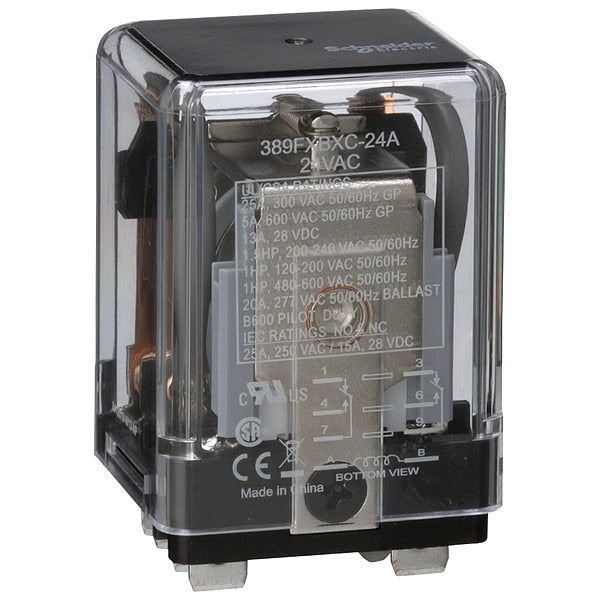 Enclosed Power Relay, Surface (Side Flange) Mounted, DPDT, 24V AC, 8 Pins, 2 Poles