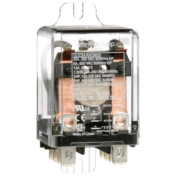Enclosed Power Relay, Surface (Side Flange) Mounted, DPDT, 24V DC, 8 Pins, 2 Poles