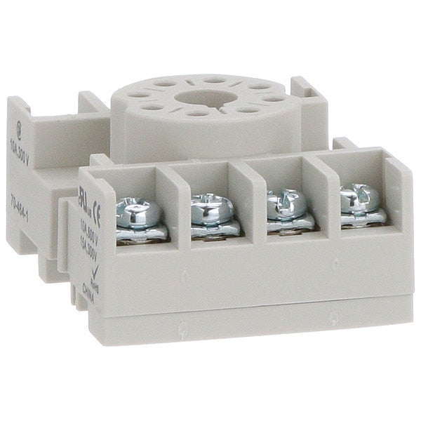 Relay Socket, 15 A, DIN-Rail Socket Mounting, 8 Pins, A Socket, DPDT, Standard, Finger Safe