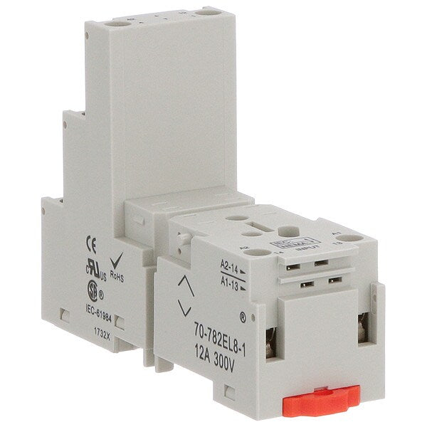 Rlay Sckt, Elvatr, Squre, 8 Pin, Scrw Clamp