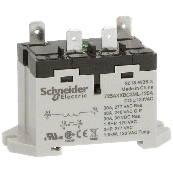 Enclosed Power Relay, DIN-Rail & Surface Mounted, SPST-NO, 120V AC, 4 Pins, 1 Poles