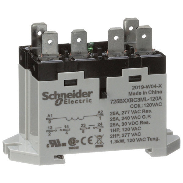 Enclosed Power Relay, DIN-Rail & Surface Mounted, DPST-NO, 120V AC, 6 Pins, 2 Poles