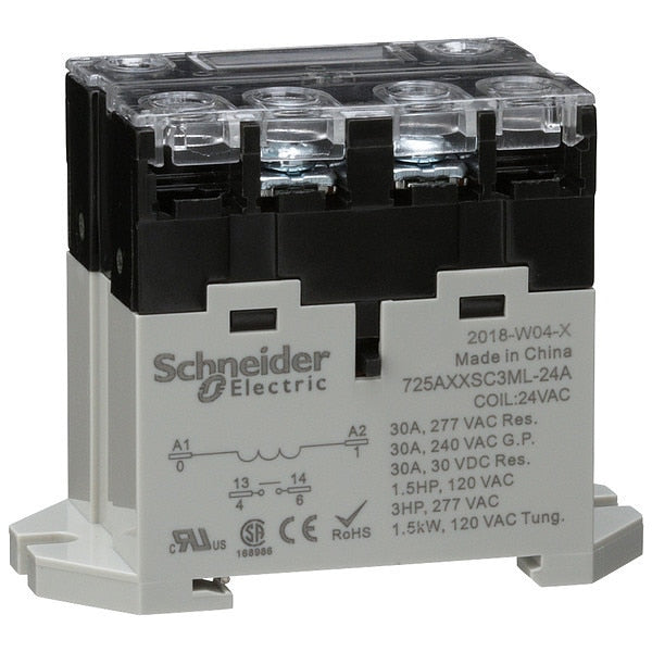 Enclosed Power Relay, 4 Pin, 24VAC, SPST-NO