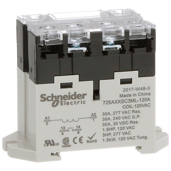 Enclosed Power Relay, DIN-Rail & Surface Mounted, SPST-NO, 120V AC, 4 Pins, 1 Poles