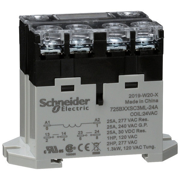Enclosed Power Relay, DIN-Rail & Surface Mounted, DPST-NO, 24V AC, 6 Pins, 2 Poles
