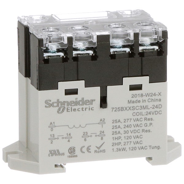 Enclosed Power Relay, DIN-Rail & Surface Mounted, DPST-NO, 24V DC, 6 Pins, 2 Poles