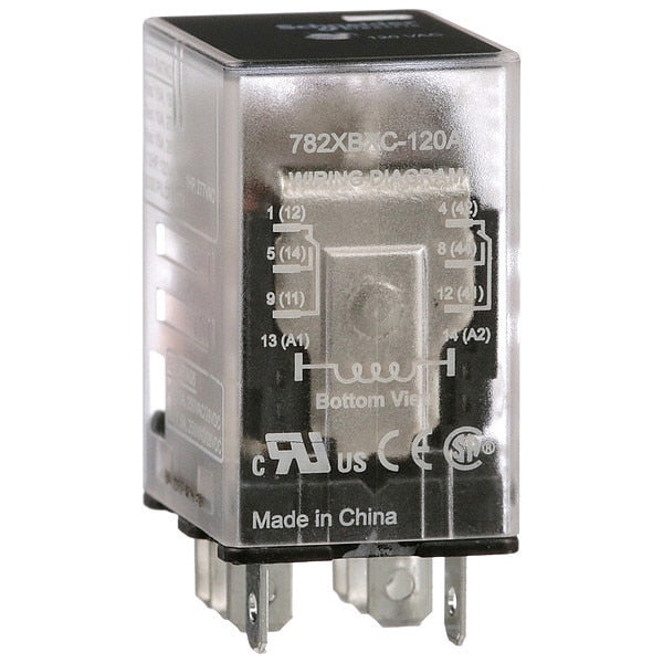 General Purpose Relay, 120V AC Coil Volts, Square, 8 Pin, DPDT