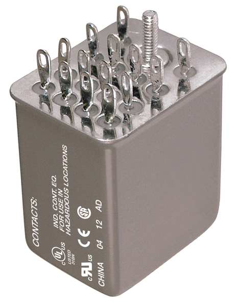Hermetically Sealed Relay, 12V DC Coil Volts, Square, 14 Pin, 4PDT