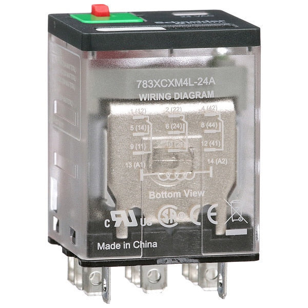 General Purpose Relay, 24V AC Coil Volts, Square, 11 Pin, 3PDT