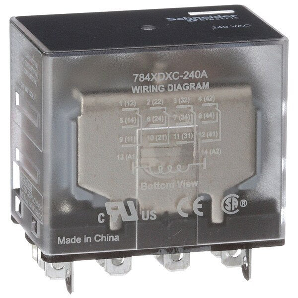 General Purpose Relay, 240V AC Coil Volts, Square, 14 Pin, 4PDT