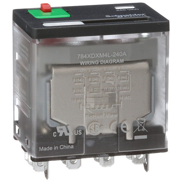 General Purpose Relay, 240V AC Coil Volts, Square, 14 Pin, 4PDT