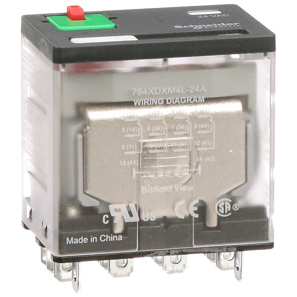 General Purpose Relay, 24V AC Coil Volts, Square, 14 Pin, 4PDT