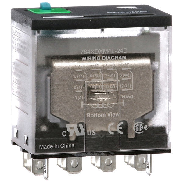 General Purpose Relay, 24V DC Coil Volts, Square, 14 Pin, 4PDT
