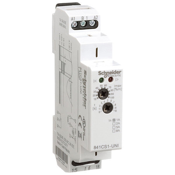 Current Sensing Relay, 0.1to1A, 24to240VAC, Mounting: Din Rail