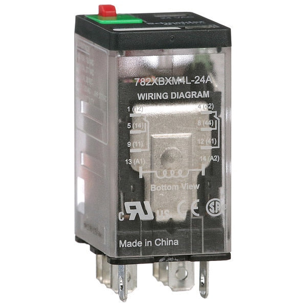 General Purpose Relay, 24V AC Coil Volts, Square, 8 Pin, DPDT