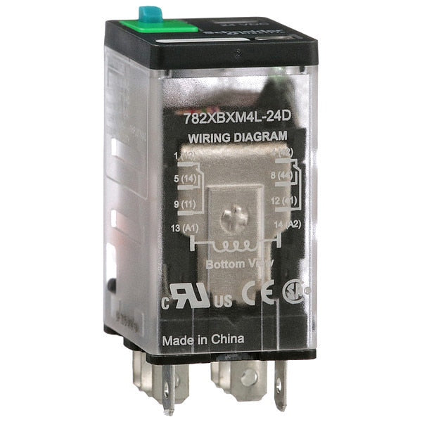 General Purpose Relay, 24V DC Coil Volts, Square, 8 Pin, DPDT