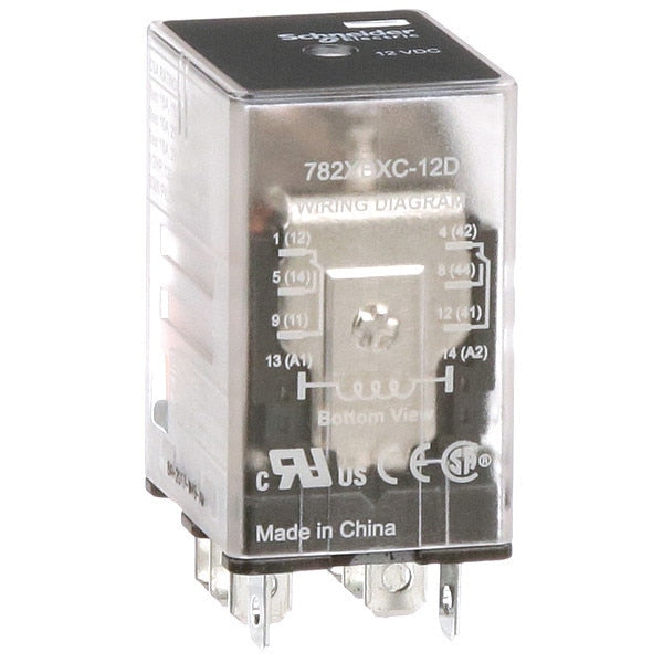 General Purpose Relay, 12V DC Coil Volts, Square, 8 Pin, DPDT