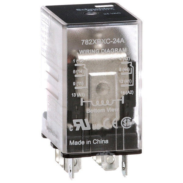 General Purpose Relay, 24V AC Coil Volts, Square, 8 Pin, DPDT