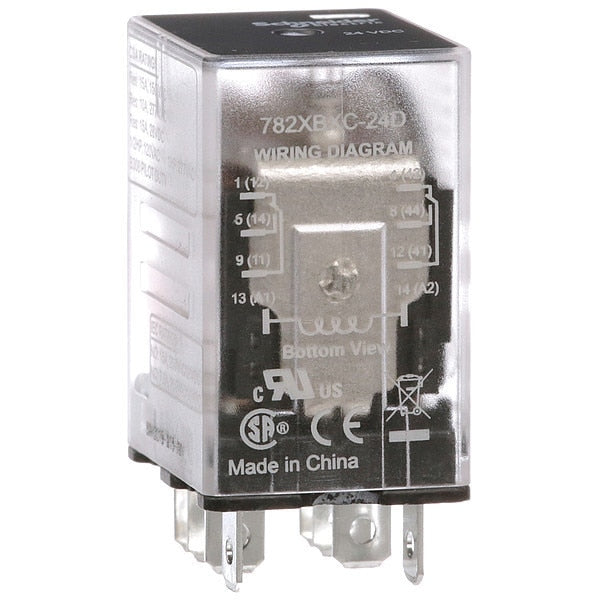General Purpose Relay, 24V DC Coil Volts, Square, 8 Pin, DPDT