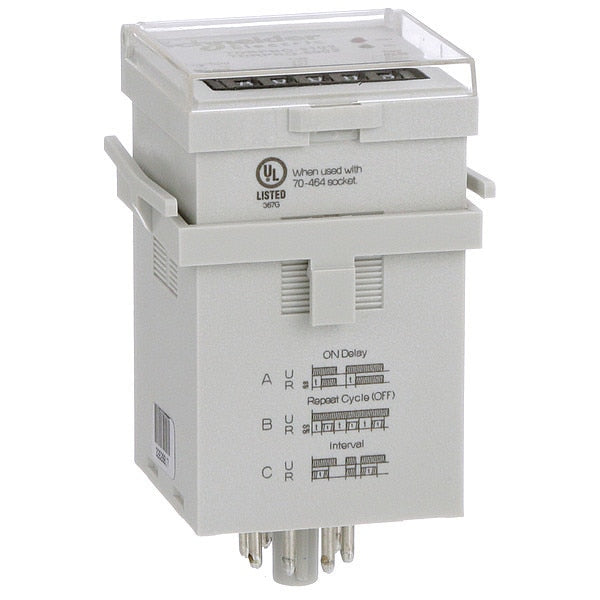 Time Delay Rlay, 12 to 240VAC/DC, 12A, DPDT