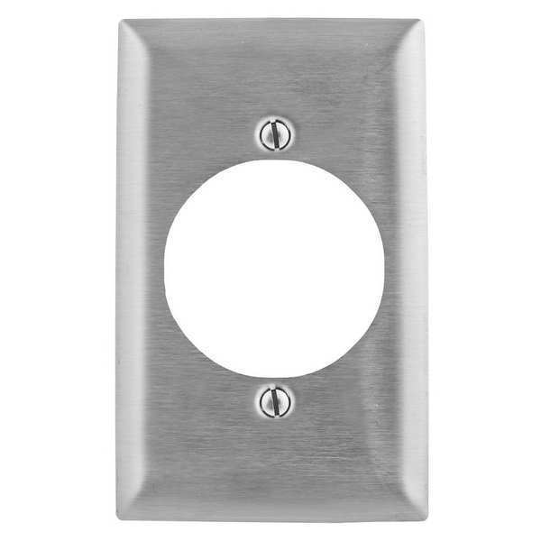 Single Receptacle Wall Plates and Box Cover, Number of Gangs: 1 Stainless Steel, Smooth Finish