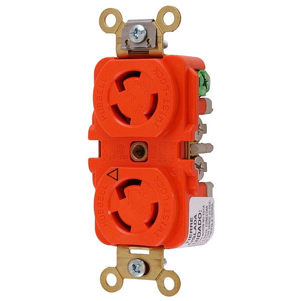 15A Isolated Ground Duplex Locking Receptacle 2P 3W 125V