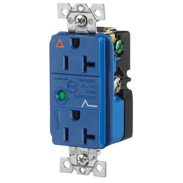 Receptacle, 20 A Amps, 125V AC, Flush Mount, Decorator Duplex Outlet, 5-20R, Blue