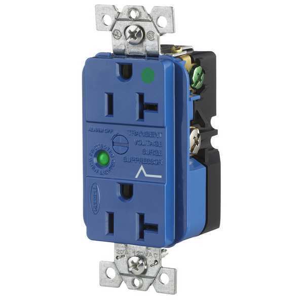 Receptacle, 20 A Amps, 125V AC, Flush Mount, Decorator Duplex Outlet, 5-20R, Blue
