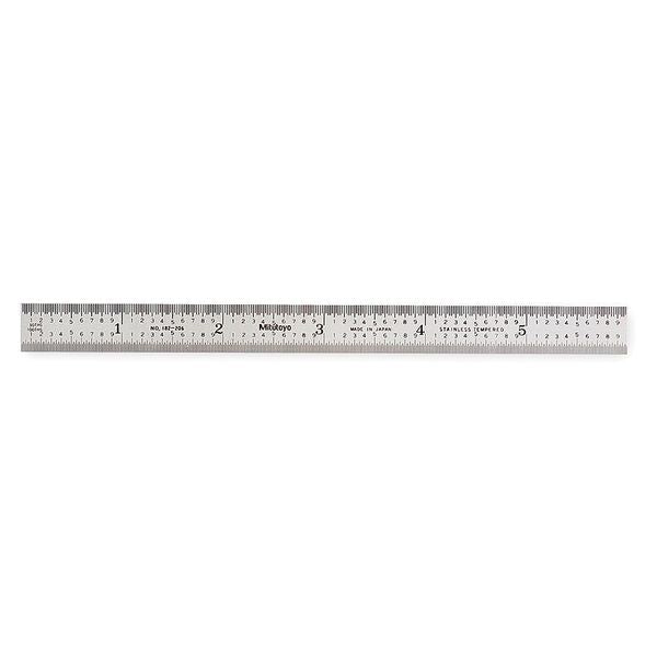 Steel Rule, Rigid, 6In, 50/100ths/0.5/1mm