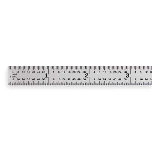 Steel Rule, Flexible, 12In, 32/64/10/100ths