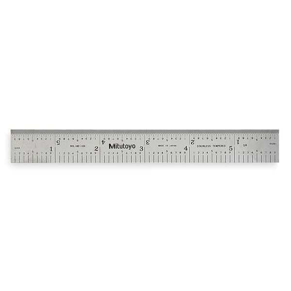 Steel Rule, Rigid, 6 In, 32/64/10/100ths