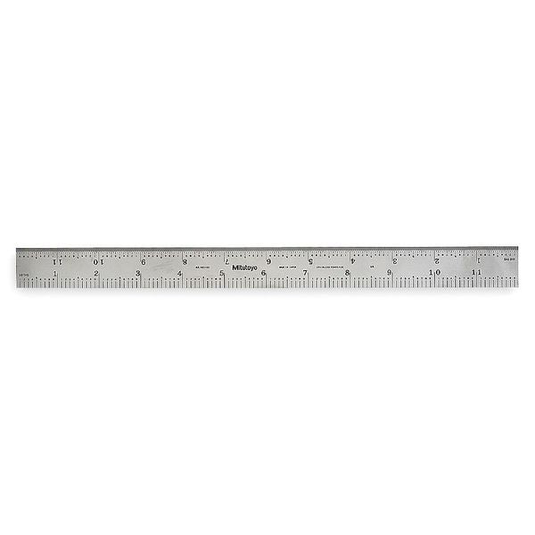 Steel Rule, Rigid, 12 In, 32/64/10/100ths