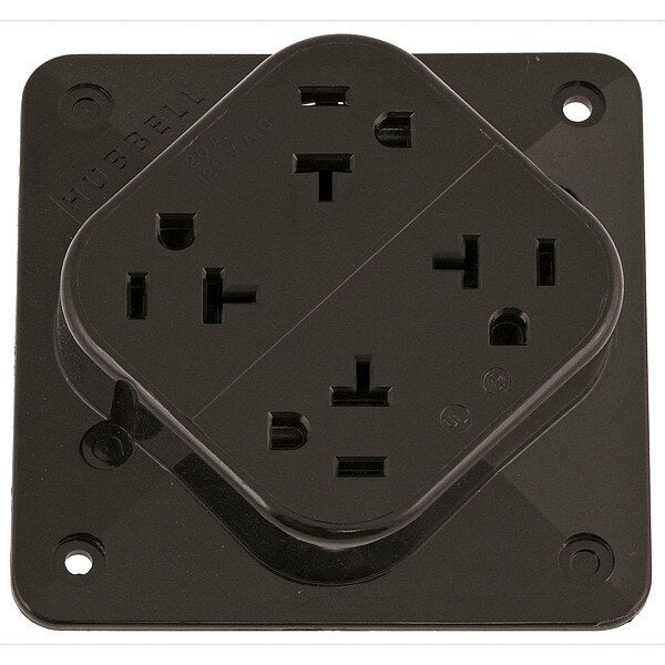 Receptacle, 20 A Amps, 125V AC, Surface Mount, Quad Outlet, 5-20R, Brown