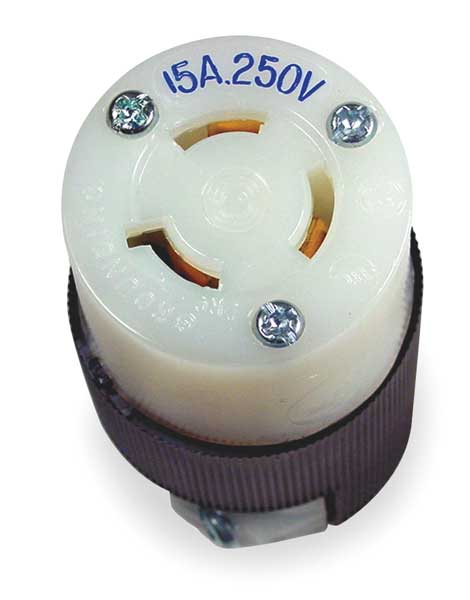 15A Twist-Lock Connector 2P 3W 250VAC L6-15R BK/WT