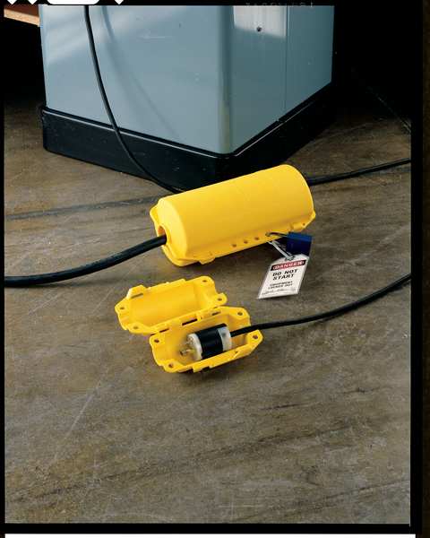Plug Lockout, Yellow, 3/8In Shackle Dia.