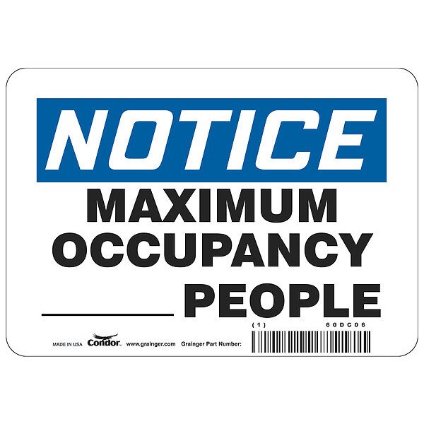 Write-On Maximum Occupancy Sign, 10