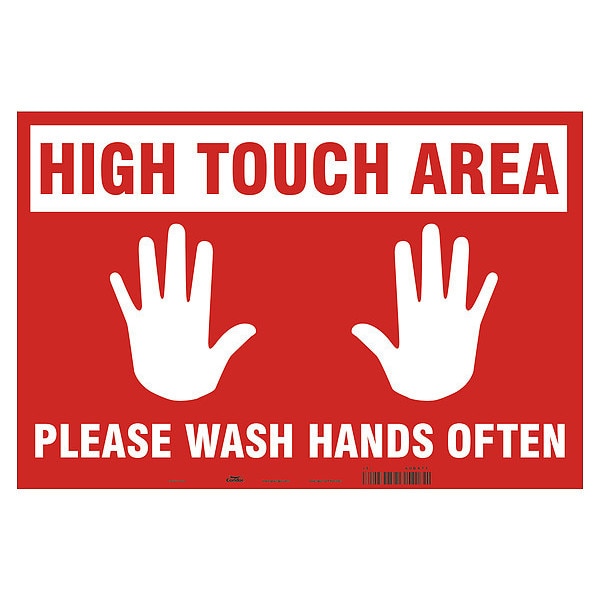 High Touch Area Floor Sign, 14 in H, 18 in W, Vinyl, Rectangle, English, SGF408T1218
