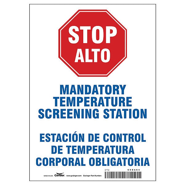 Bilingual Temperature Screening Sign, HWB770T1410