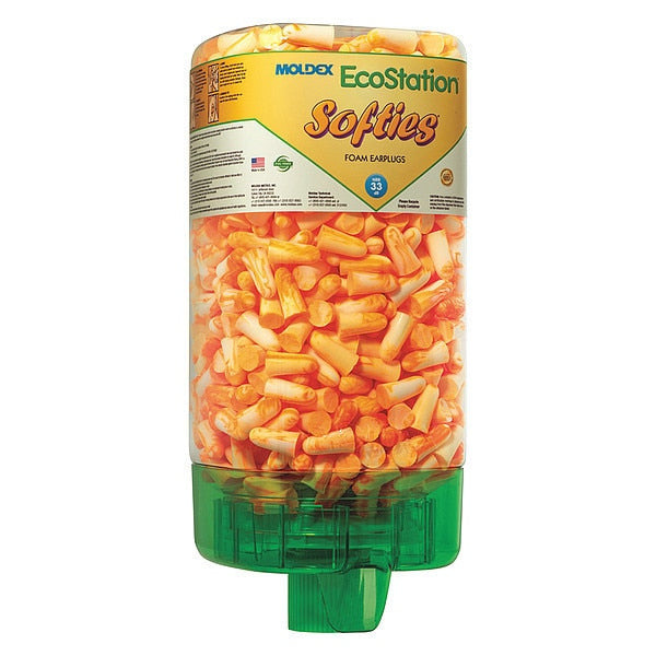Disposable Uncorded Ear Plugs with Dispenser, Bullet Shape, 33 dB, 500 Pairs, Orange