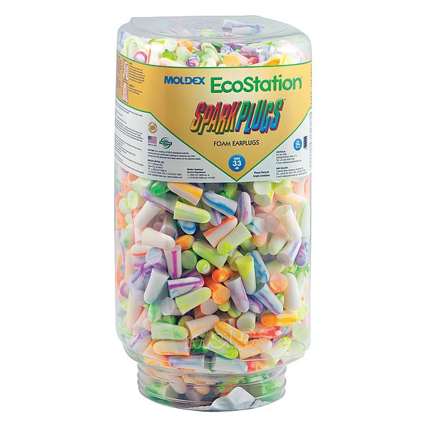 Disposable Uncorded Ear Plug Dispenser Refill, Bullet Shape, 33 dB, 500 Pairs, Assorted