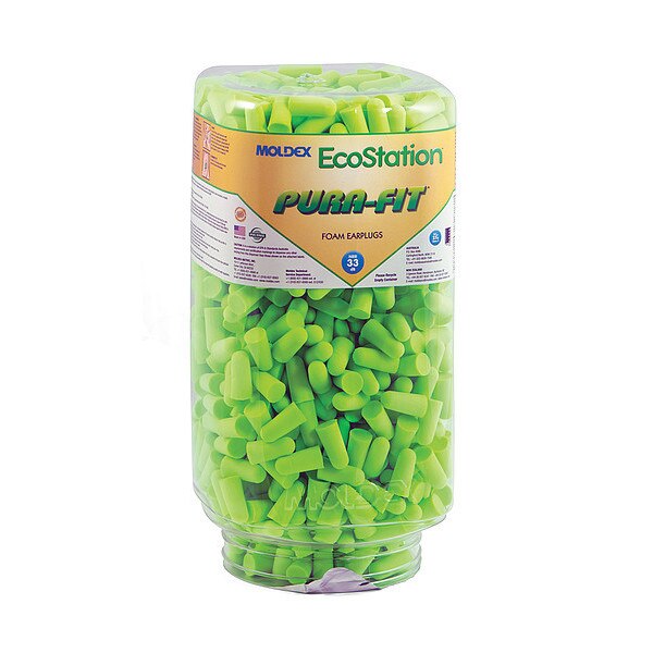 Disposable Uncorded Ear Plug Dispenser Refill, Bullet Shape, 33 dB, 500 Pairs, Green