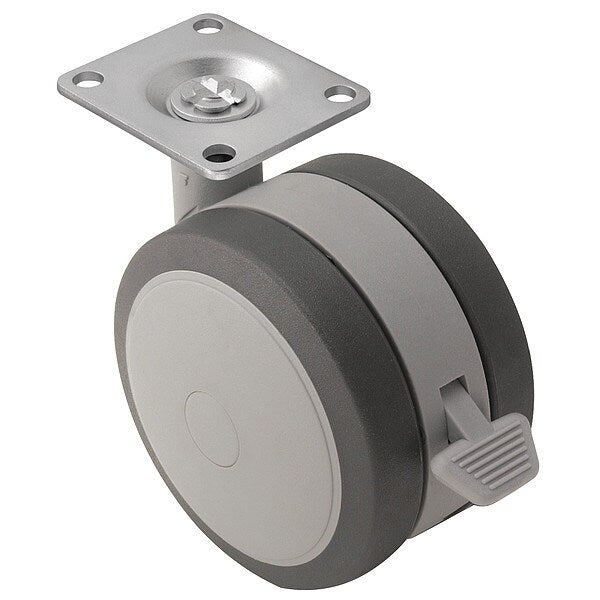 50mm Non-Marking Thermoplastic Elastomer Swivel Caster, Side Brake, Loads Up To 75 lb
