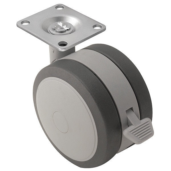 75mm Non-Marking Thermoplastic Elastomer Swivel Caster, Side Brake, Loads Up To 165 lb