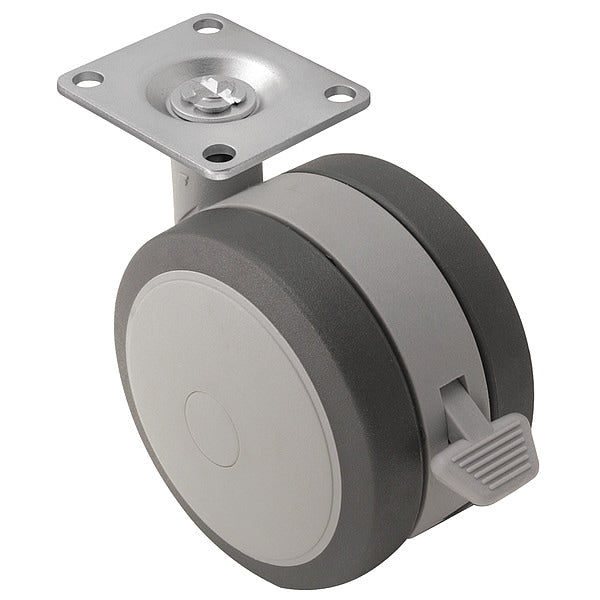 100mm Non-Marking Thermoplastic Elastomer Swivel Caster, Side Brake, Loads Up To 225 lb