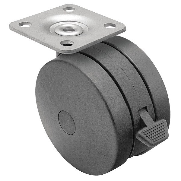 50mm Non-Marking Nylon Swivel Caster, Side Brake, Loads Up To 75 lb
