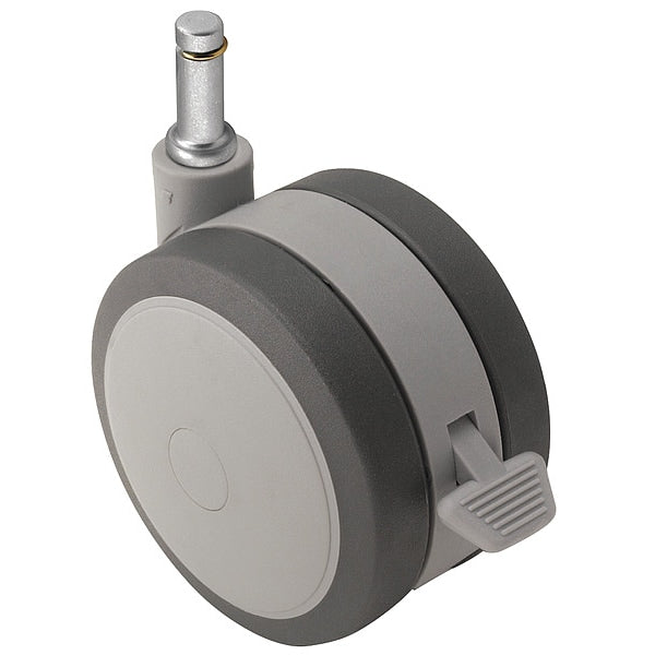 60mm Non-Marking Thermoplastic Elastomer Swivel Caster, Side Brake, Loads Up To 100 lb
